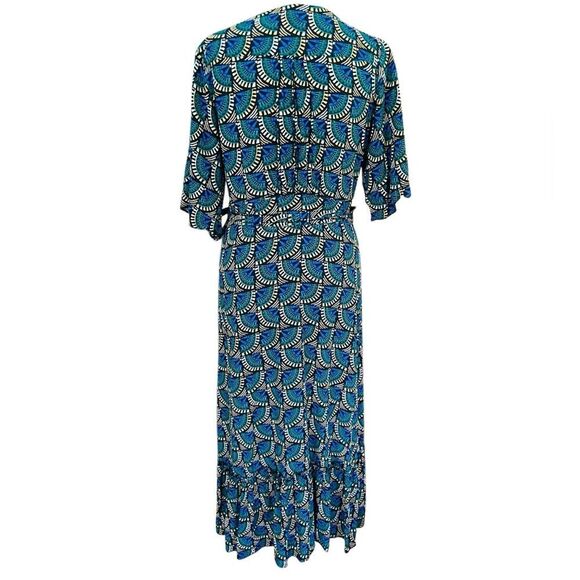 Silk & Salt Journey Maxi Wrap Dress in African Peacock Print size M. - Picture 5 of 11